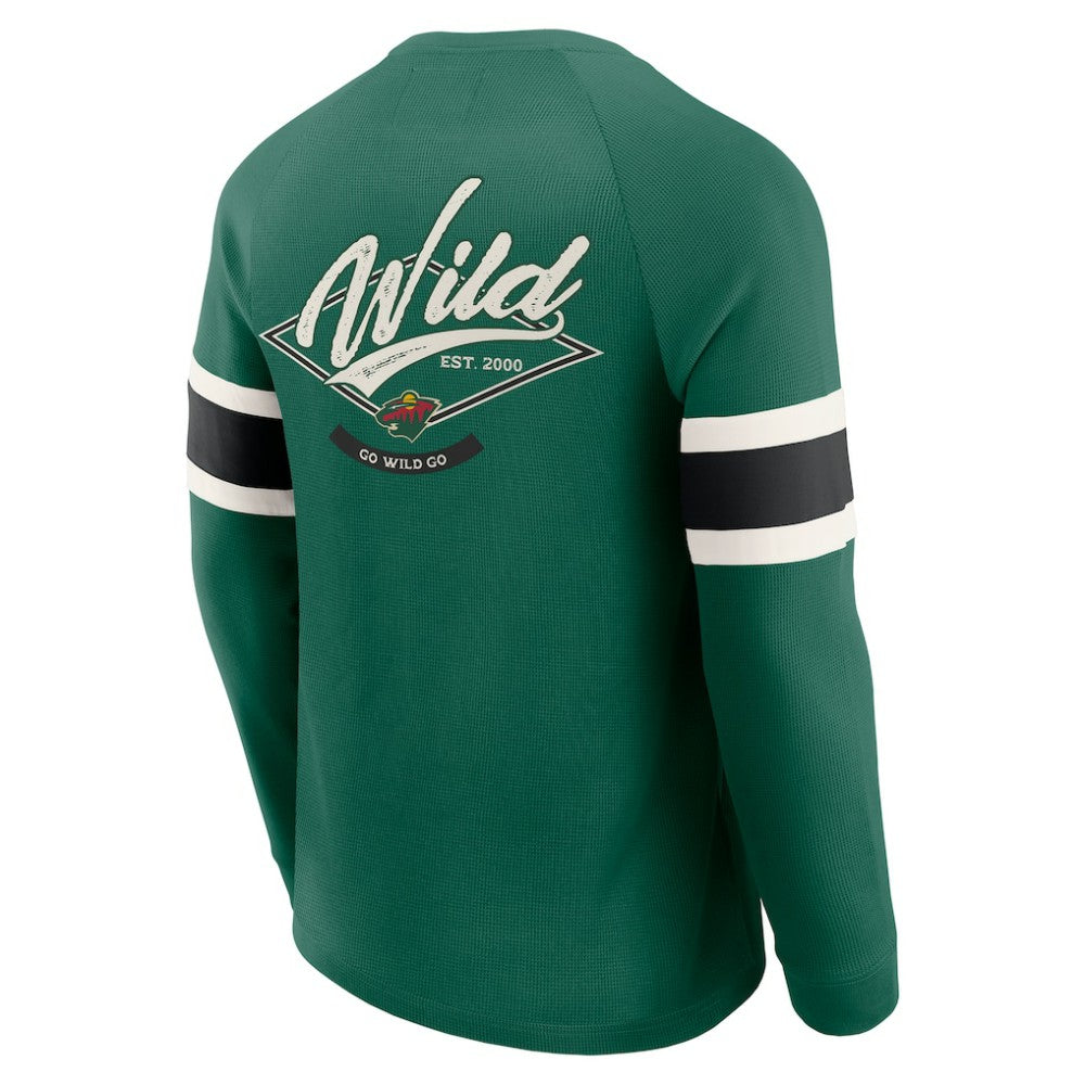 NHL Green Minnesota Wild Darius Rucker Collection by Fanatics Waffle-Knit Raglan Long Sleeve Henley T-Shirt