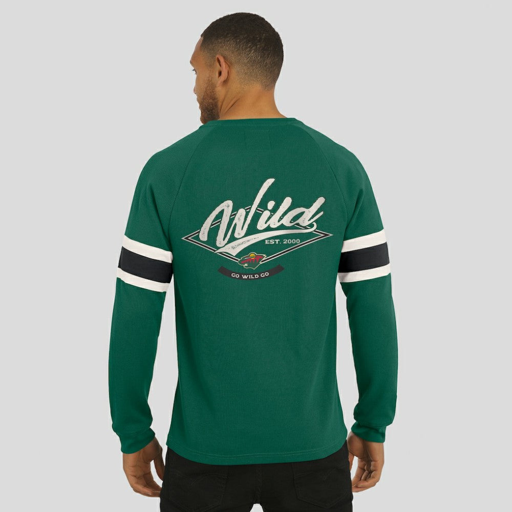 NHL Green Minnesota Wild Darius Rucker Collection by Fanatics Waffle-Knit Raglan Long Sleeve Henley T-Shirt