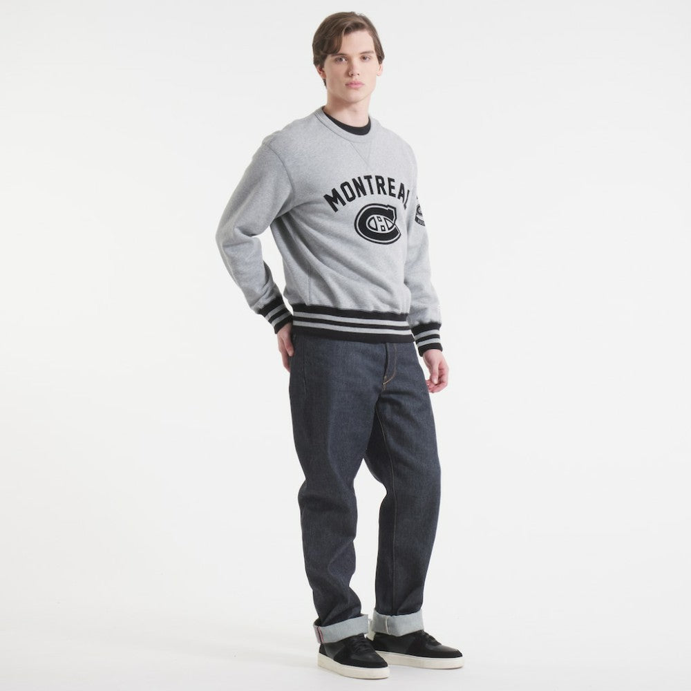 NHL Athletic Heather Gray Montreal Canadiens Todd Snyder by Fanatics Relaxed Canadian Fleece Crew