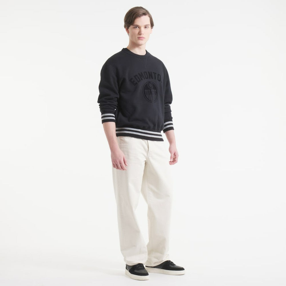 NHL Black Edmonton Oilers Todd Snyder by Fanatics Relaxed Canadian Fleece Crew