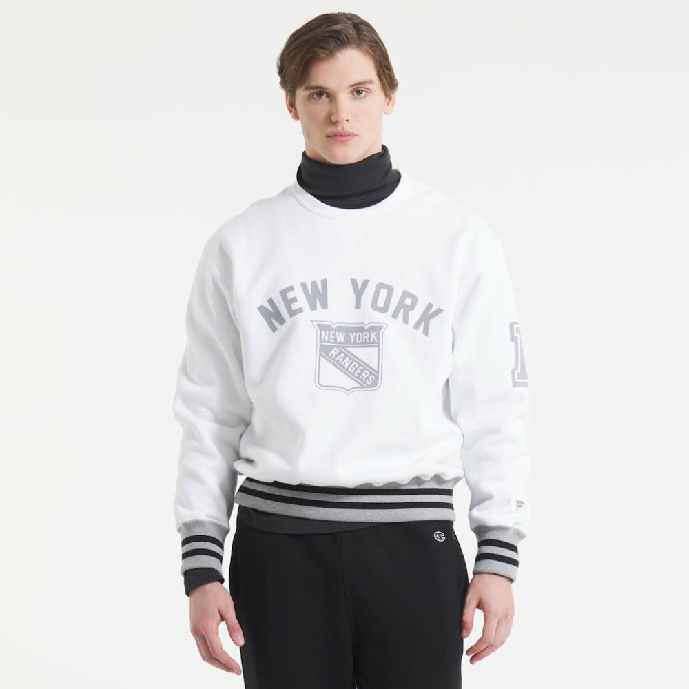 NHL White New York Rangers Todd Snyder by Fanatics Relaxed Canadian Fleece Crew