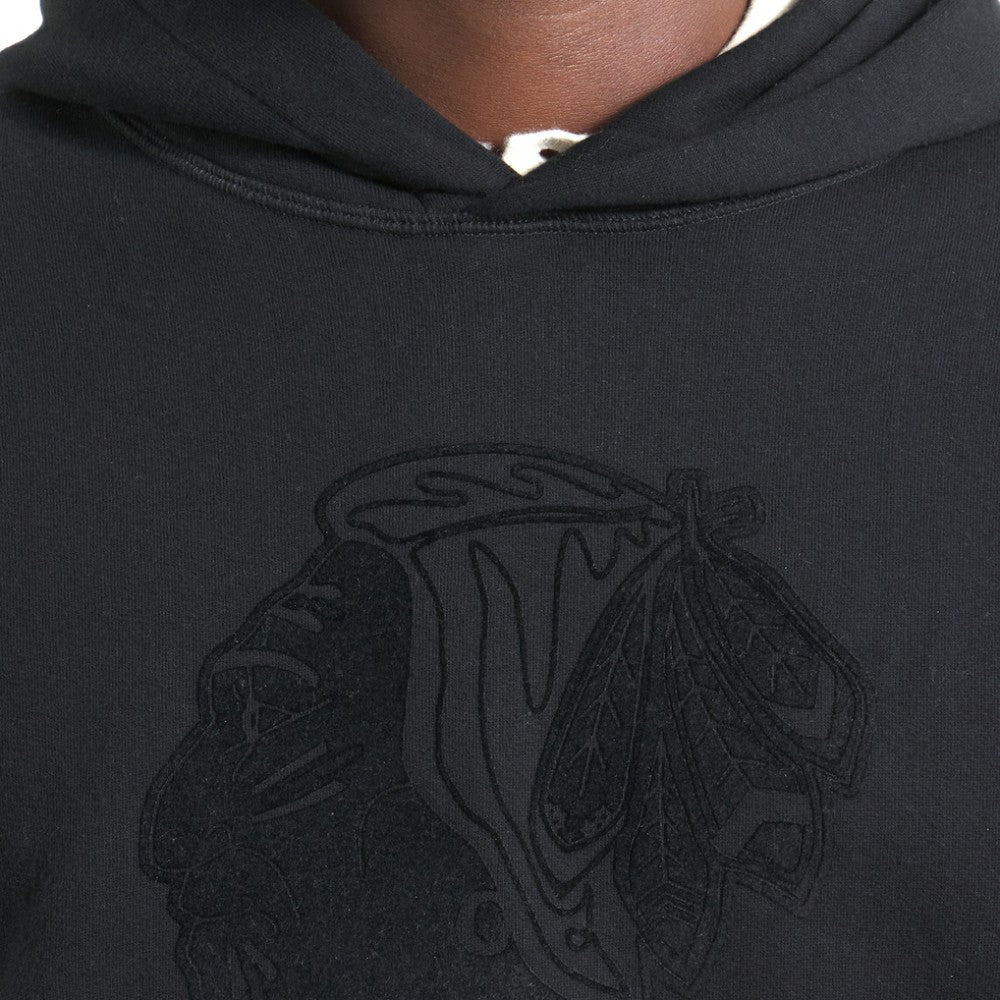 NHL Black Chicago Blackhawks Todd Snyder by Fanatics Relaxed Canadian Fleece Hoodie