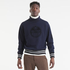 NHL Navy Edmonton Oilers Todd Snyder by Fanatics Relaxed Canadian Fleece Turtleneck