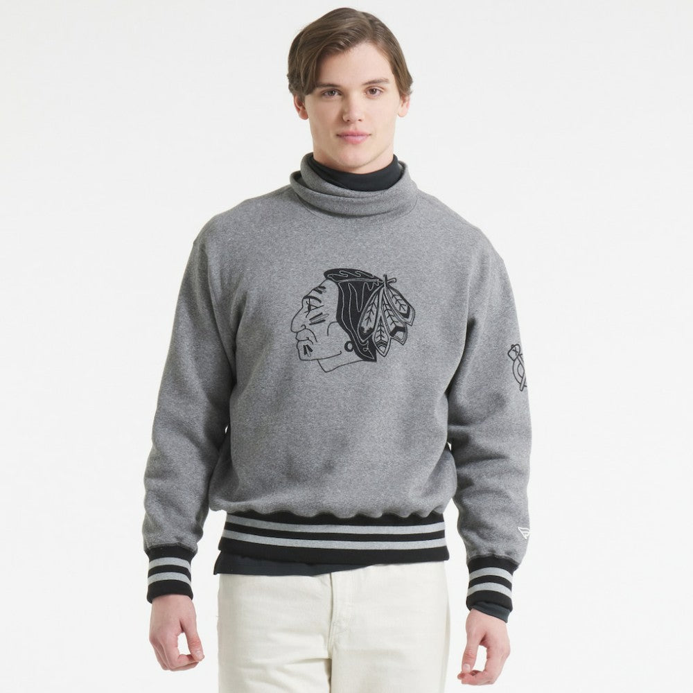 NHL Dark Heather Gray Chicago Blackhawks Todd Snyder by Fanatics Relaxed Canadian Fleece Turtleneck