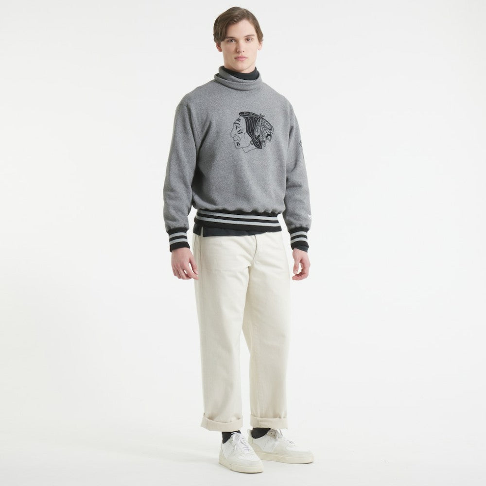 NHL Dark Heather Gray Chicago Blackhawks Todd Snyder by Fanatics Relaxed Canadian Fleece Turtleneck