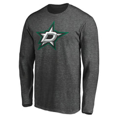 NHL Charcoal Dallas Stars Fanatics Logo Long Sleeve T-Shirt