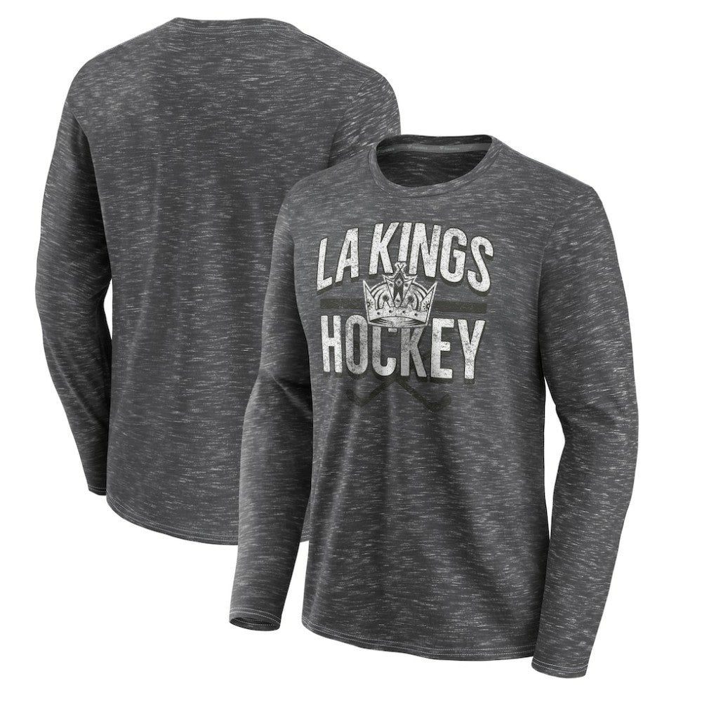 NHL Charcoal Los Angeles Kings Fanatics Logo Long Sleeve T-Shirt