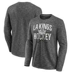 NHL Charcoal Los Angeles Kings Fanatics Logo Long Sleeve T-Shirt
