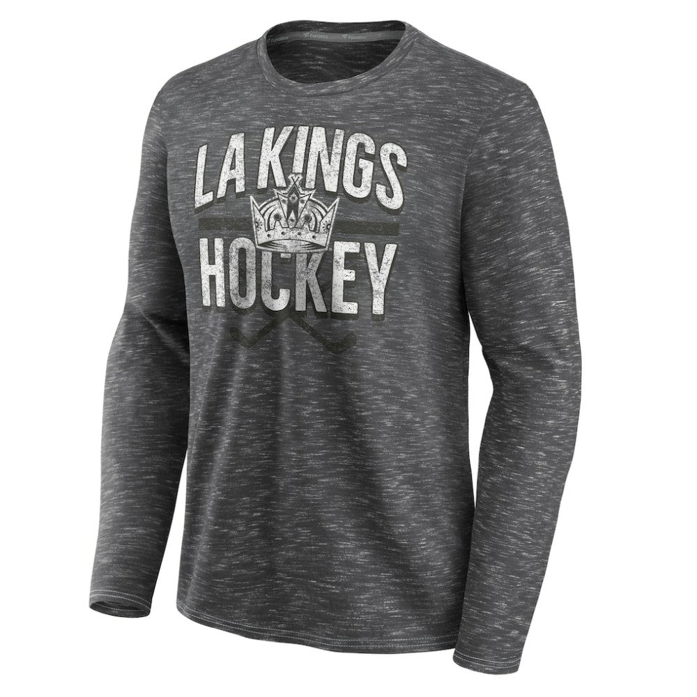 NHL Charcoal Los Angeles Kings Fanatics Logo Long Sleeve T-Shirt