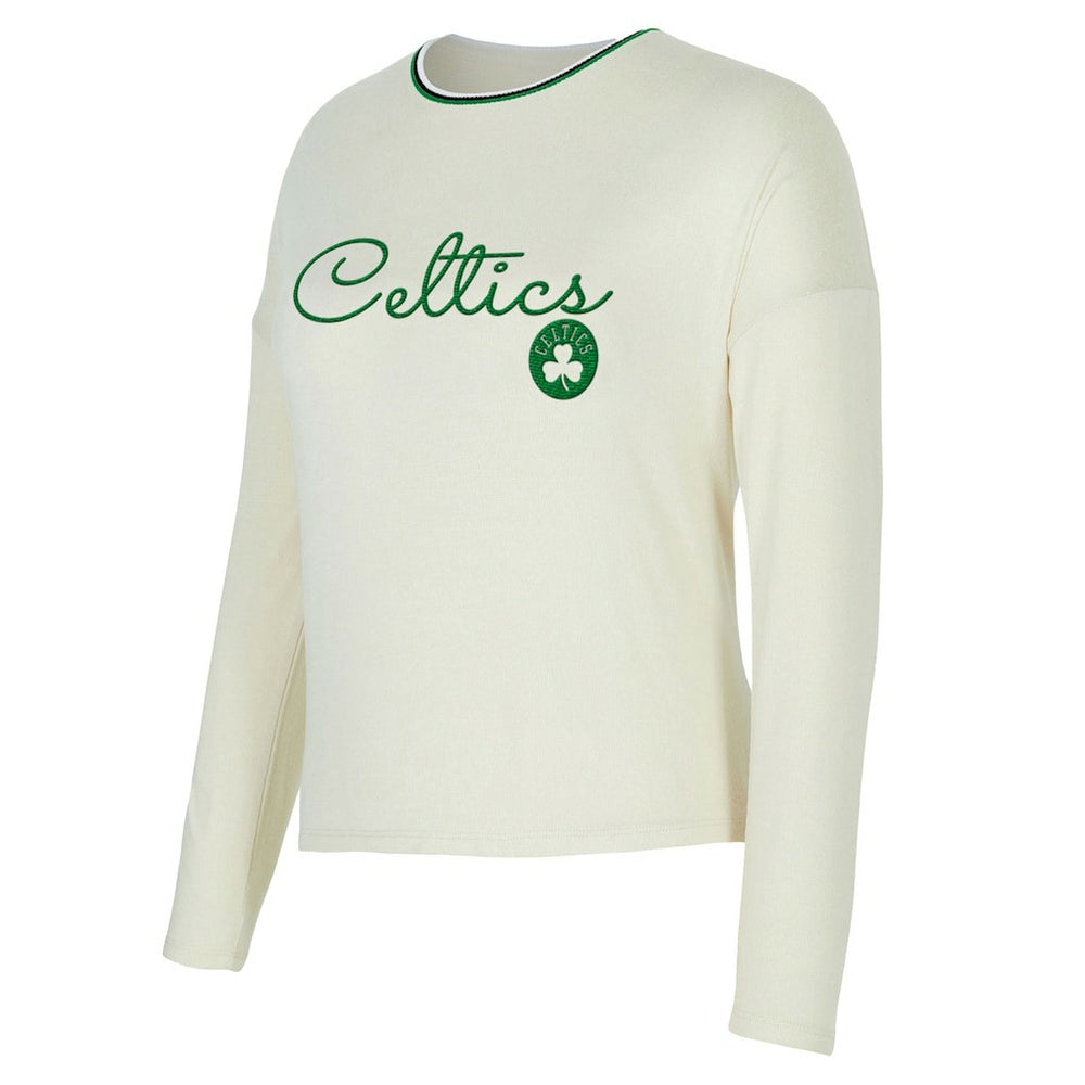 NBA Boston Celtics Concepts Sport Women's Kaki Hacci Knit Long Sleeve Top & Shorts Set