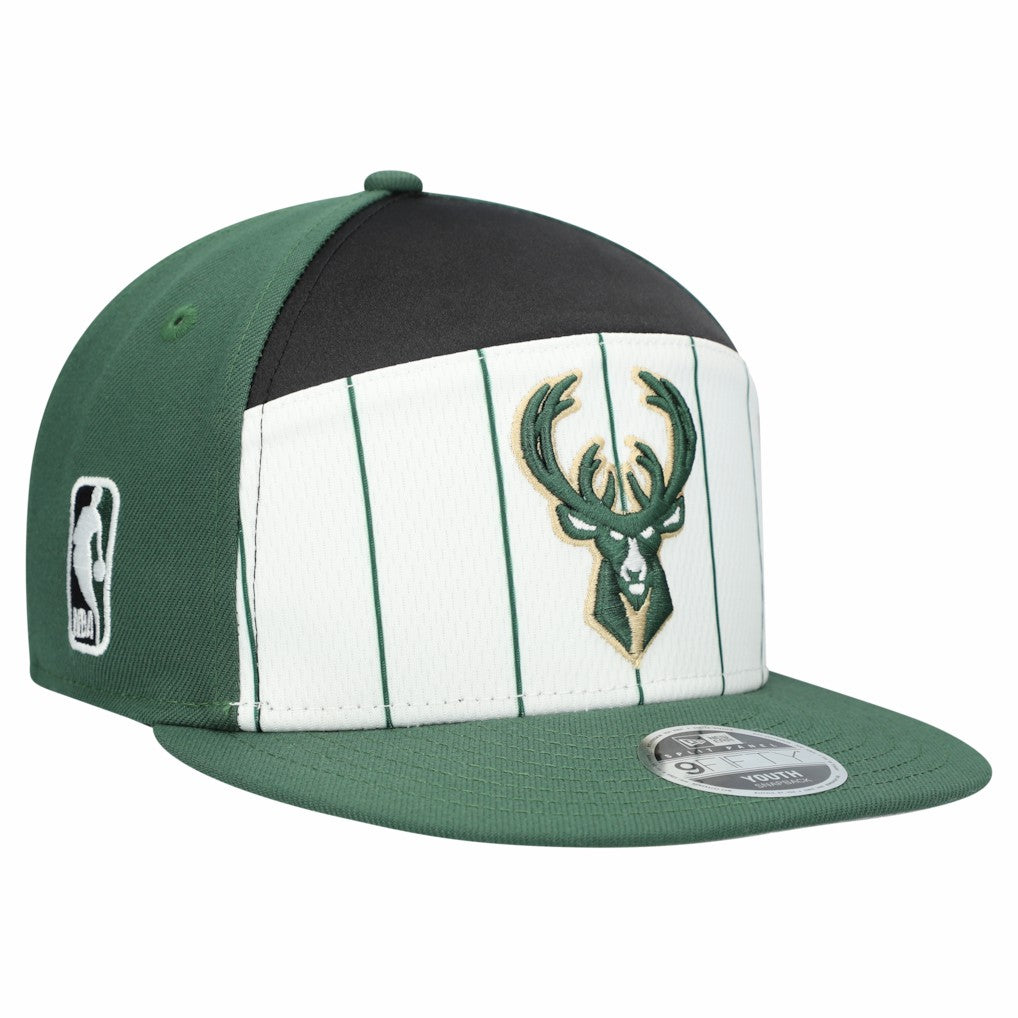 NBA Milwaukee Bucks Youth 2025 NBA Tip Off Split Panel 9FIFTY Snapback Hat