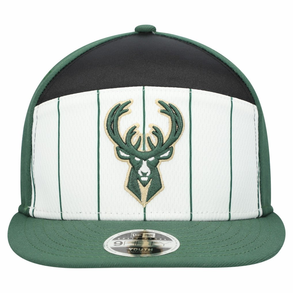NBA Milwaukee Bucks Youth 2025 NBA Tip Off Split Panel 9FIFTY Snapback Hat