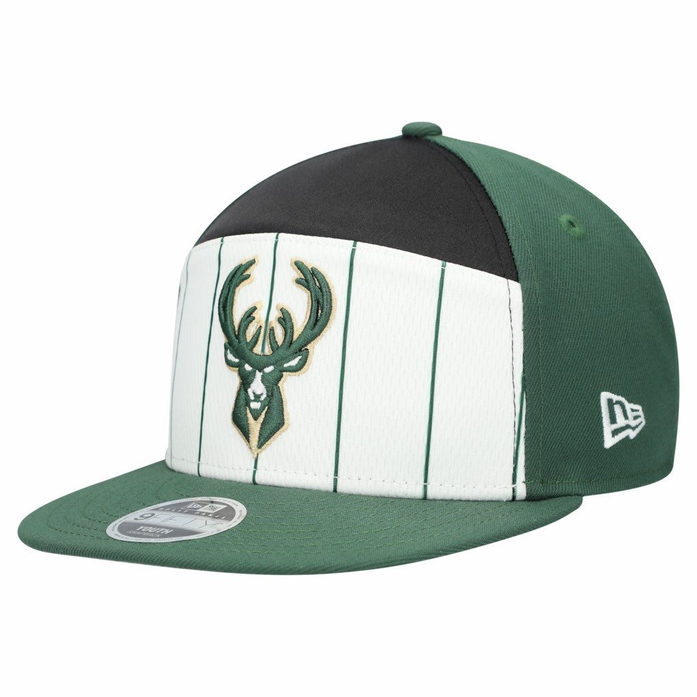 NBA Milwaukee Bucks Youth 2025 NBA Tip Off Split Panel 9FIFTY Snapback Hat