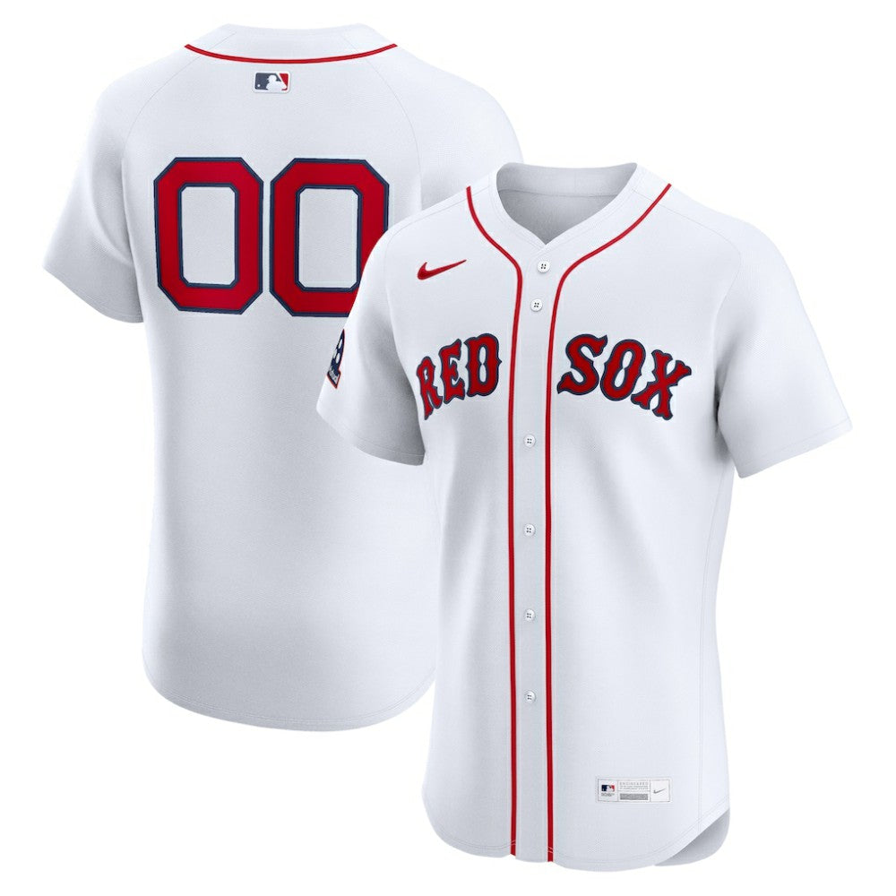 MLB Boston Red Sox Nike Home Elite Sponsor Patch Custom Jersey