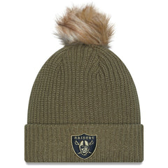 Women's 2025 Salute to Service Cuffed Knit Hat with Pom - Las Vegas Raiders