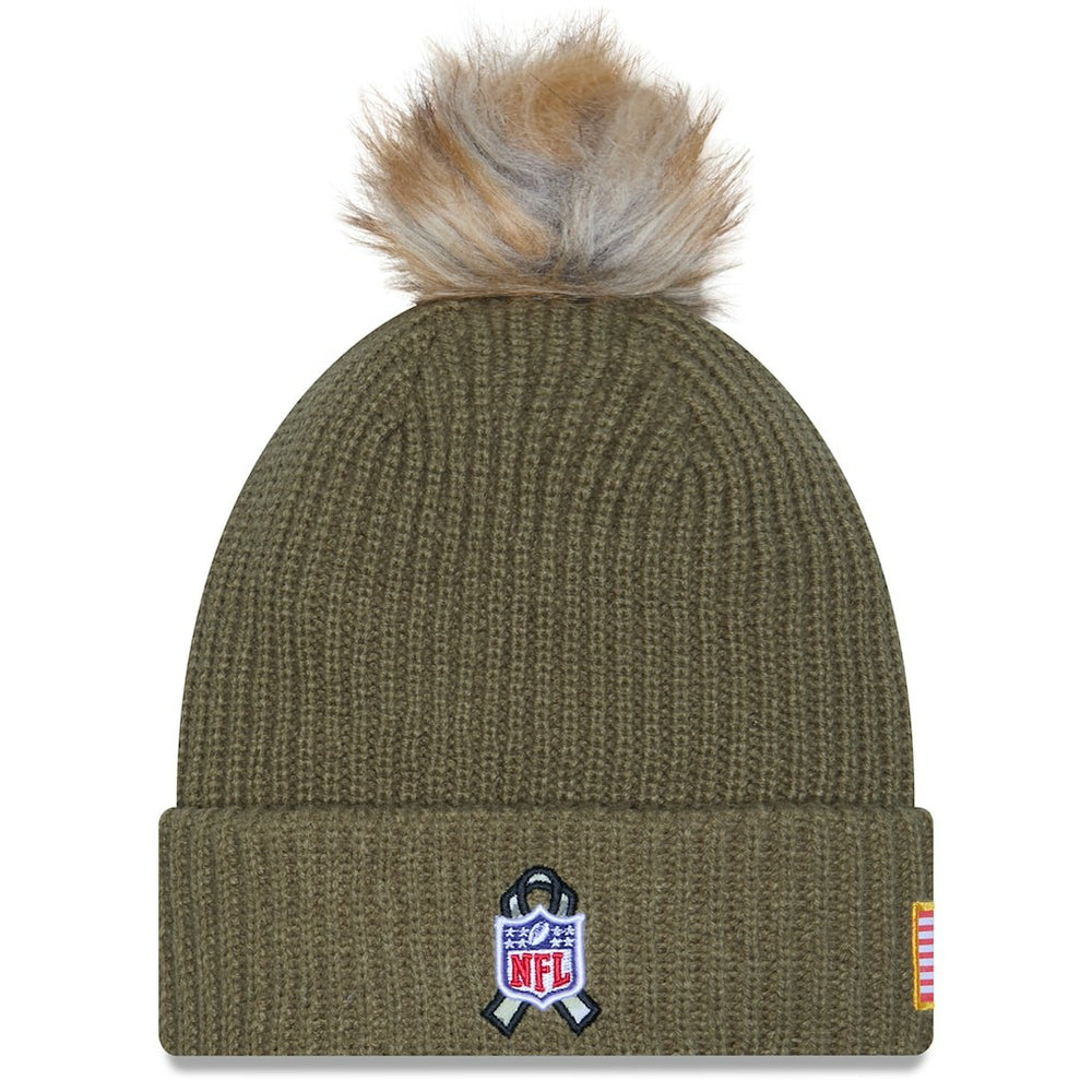 Women's 2025 Salute to Service Cuffed Knit Hat with Pom - Las Vegas Raiders