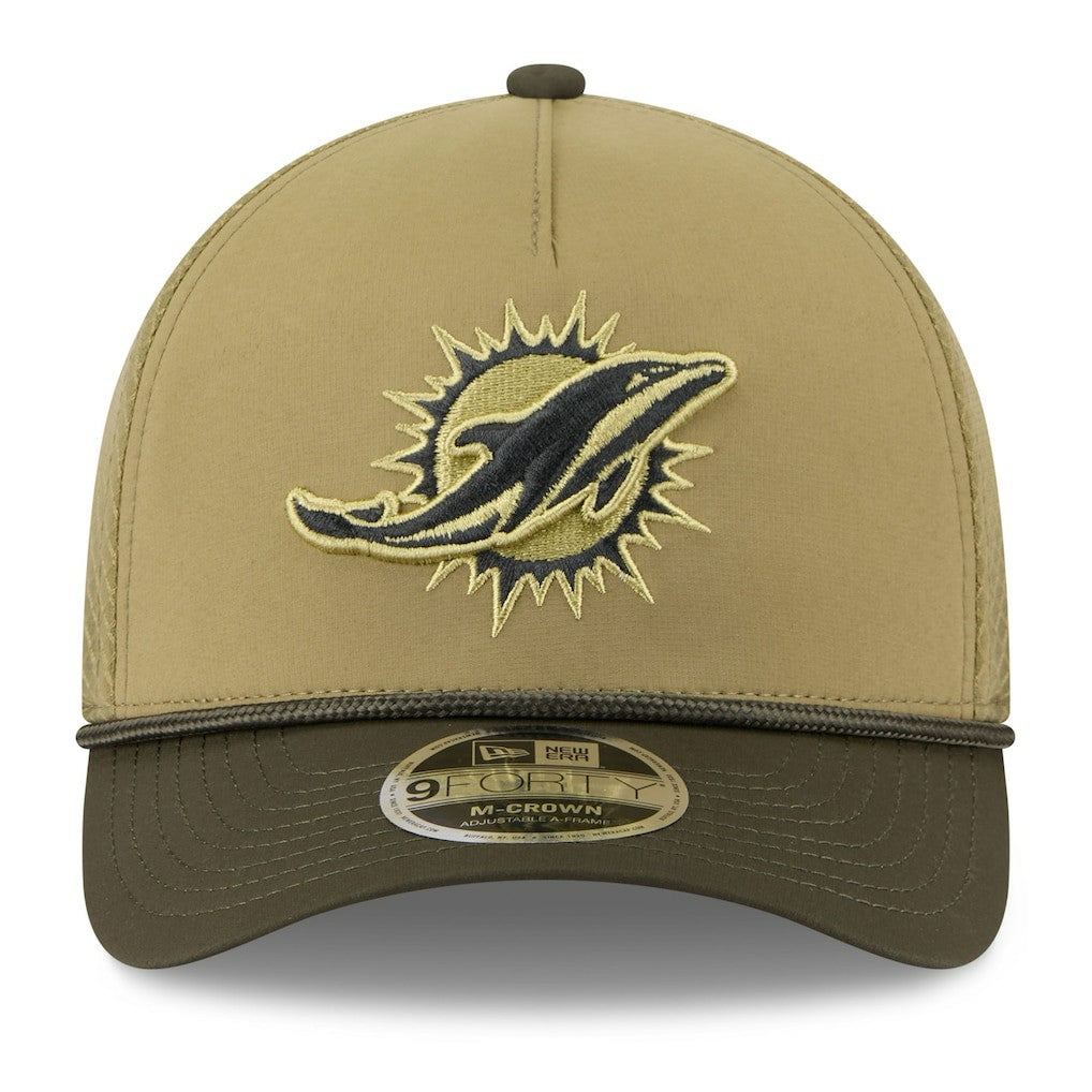 Youth 2025 Salute to Service 9FORTY A-Frame Adjustable Hat - Miami Dolphins