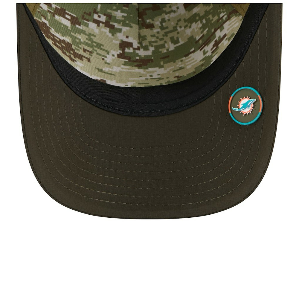 Youth 2025 Salute to Service 9FORTY A-Frame Adjustable Hat - Miami Dolphins