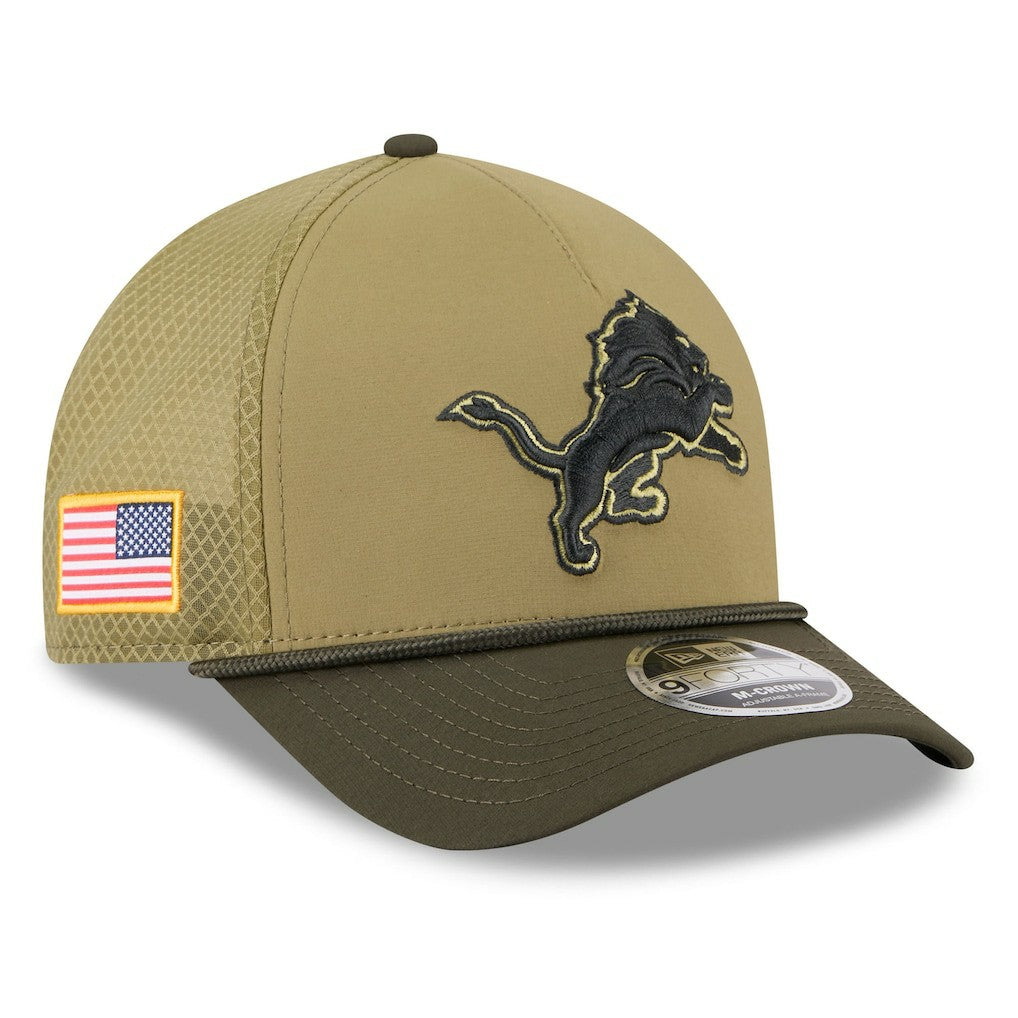 Youth 2025 Salute to Service 9FORTY A-Frame Adjustable Hat - Detroit Lions