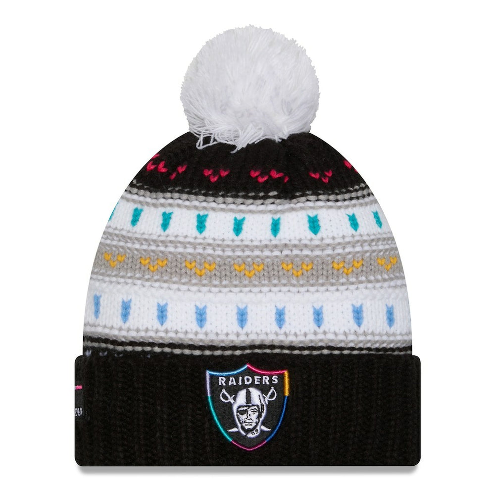 Women's 2025 NFL Crucial Catch Cuffed Knit Hat with Pom - Las Vegas Raiders