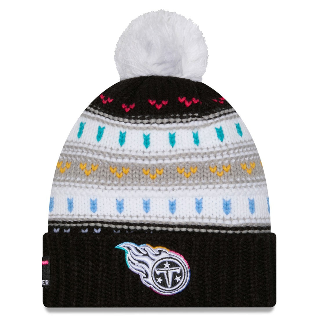 Women's 2025 NFL Crucial Catch Cuffed Knit Hat with Pom - Tennessee Titans