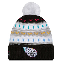 Women's 2025 NFL Crucial Catch Cuffed Knit Hat with Pom - Tennessee Titans