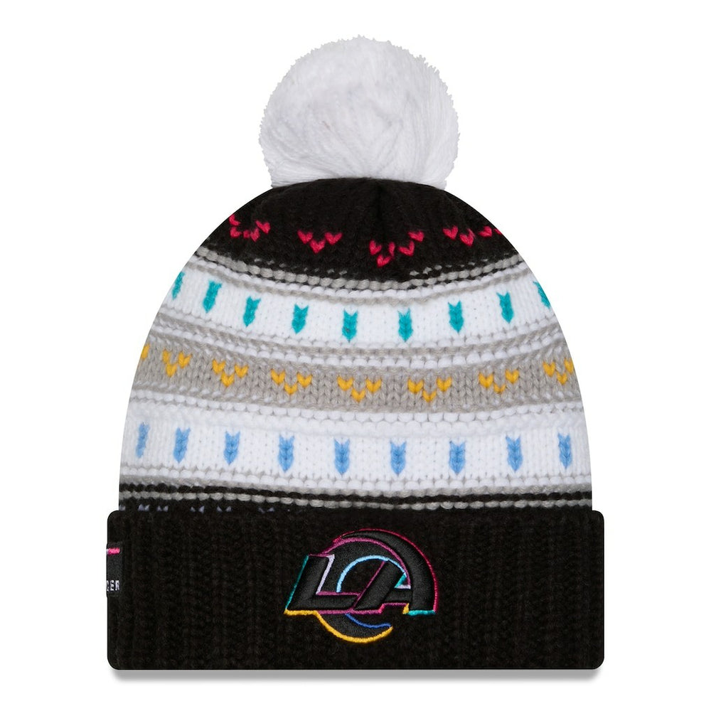 Women's 2025 NFL Crucial Catch Cuffed Knit Hat with Pom - Los Angeles Rams