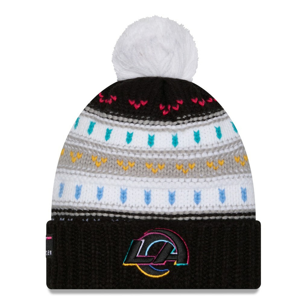 Women's 2025 NFL Crucial Catch Cuffed Knit Hat with Pom - Los Angeles Rams