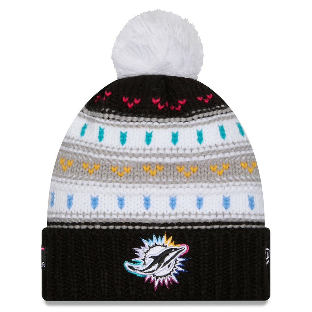 Women's 2025 NFL Crucial Catch Cuffed Knit Hat with Pom - Miami Dolphins