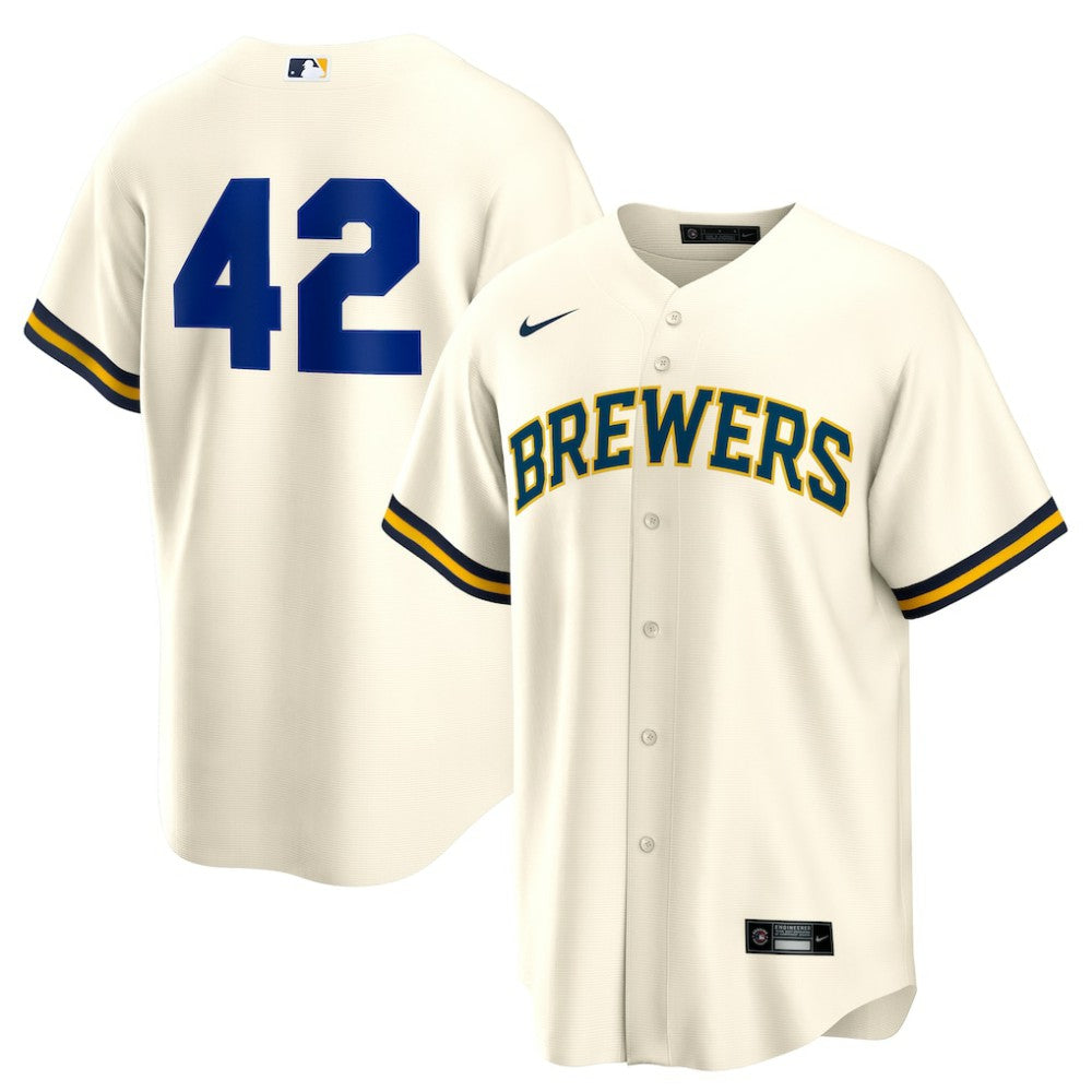 MLB Milwaukee Brewers Nike Home  2025 Jackie Robinson Day Replica Jersey