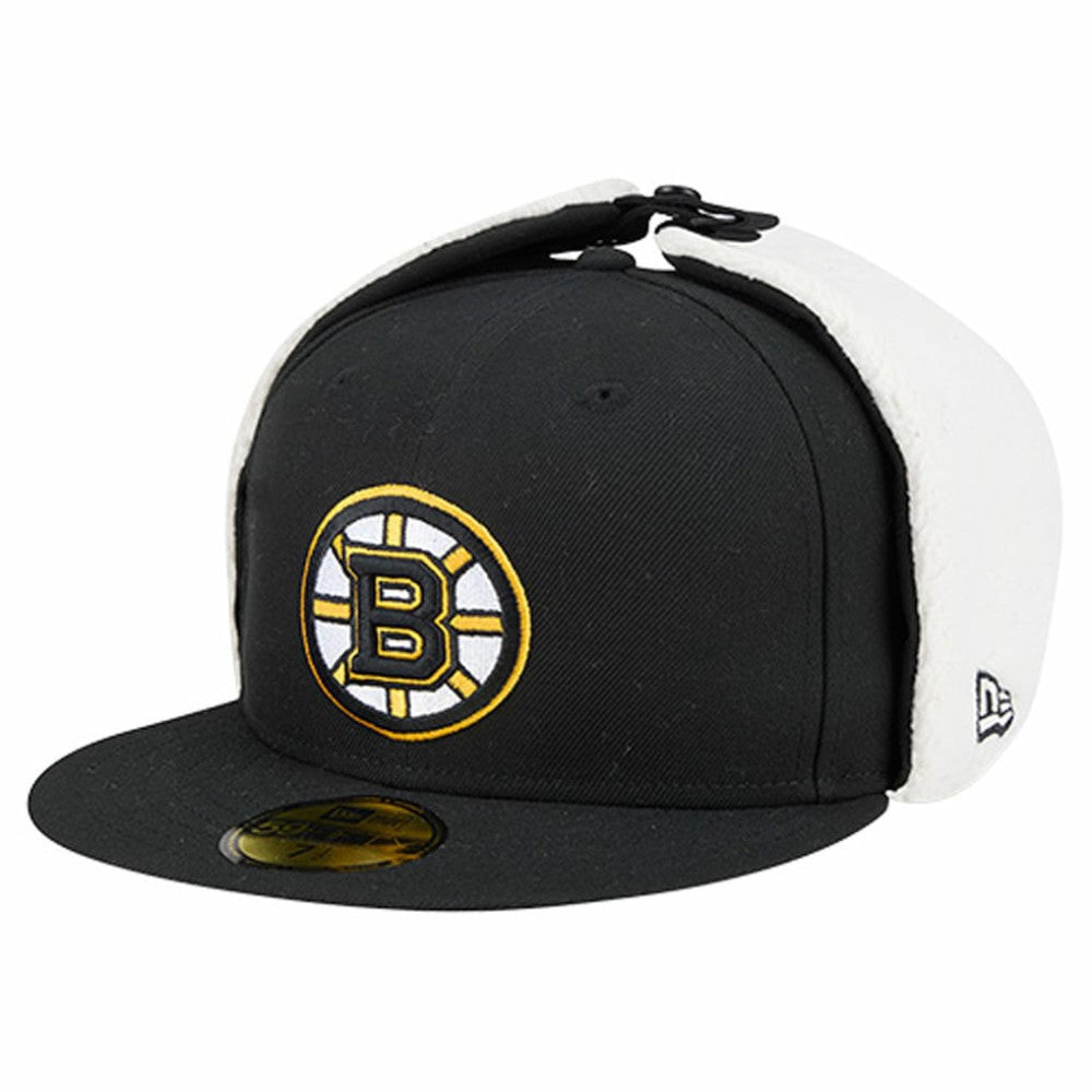 NHL Black Boston Bruins New Era Injection Dog Ear Classic Fitted Hat