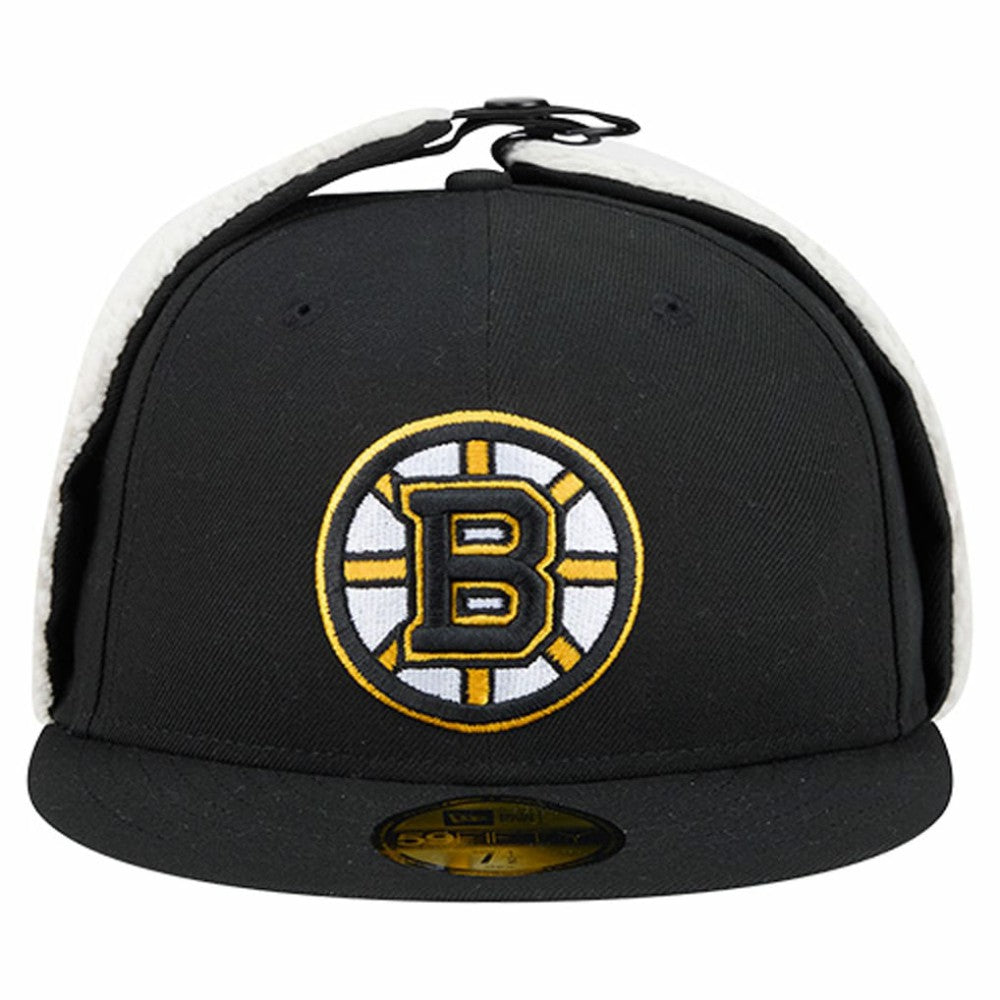 NHL Black Boston Bruins New Era Injection Dog Ear Classic Fitted Hat