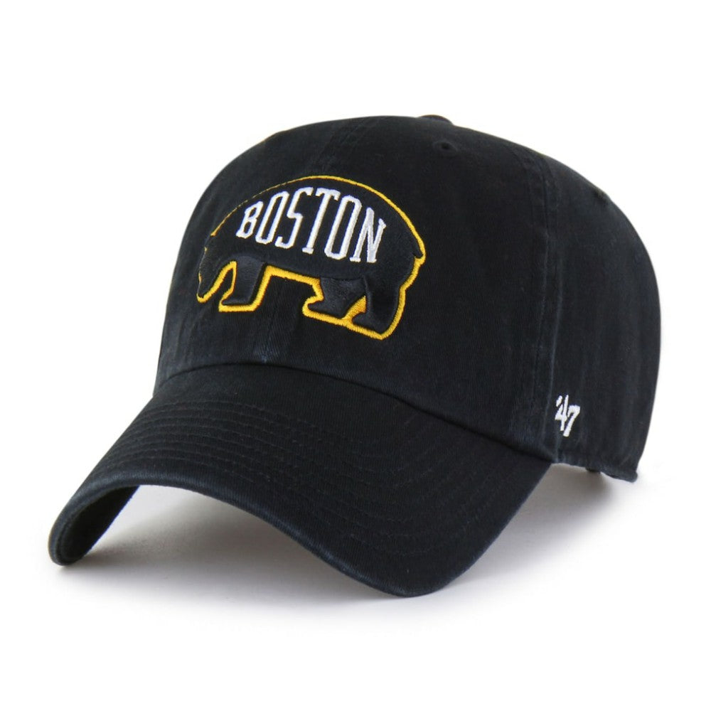 NHL Black Boston Bruins '47 Alternate Logo Clean Up Adjustable Hat