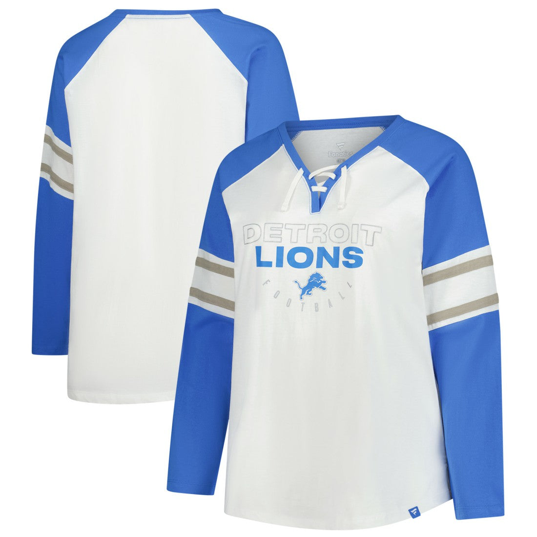 Women's Plus Size Redzone Lace Up Long Sleeve T-Shirt - Detroit Lions