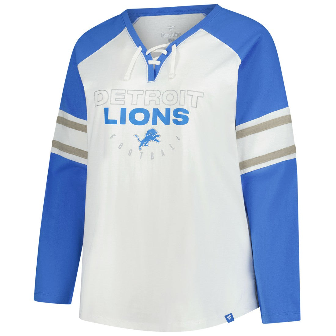 Women's Plus Size Redzone Lace Up Long Sleeve T-Shirt - Detroit Lions