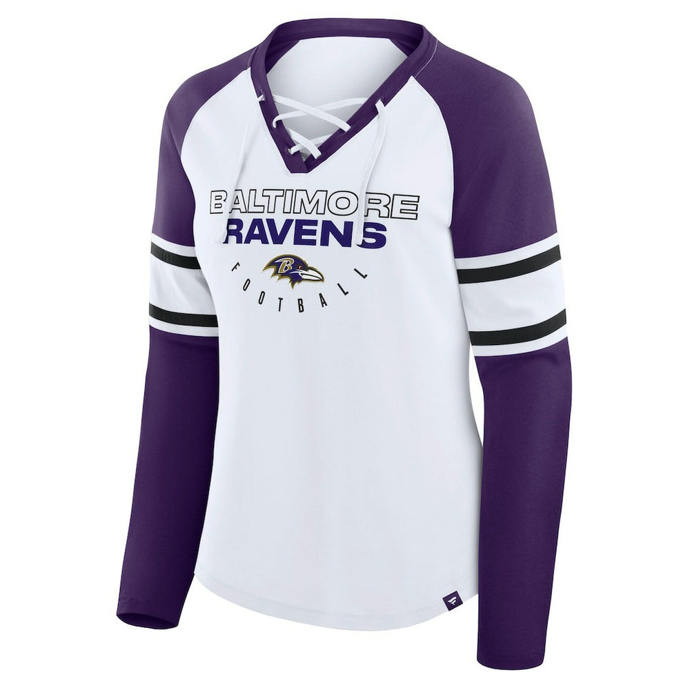 Women's Plus Size Redzone Lace Up Long Sleeve T-Shirt - Baltimore Ravens