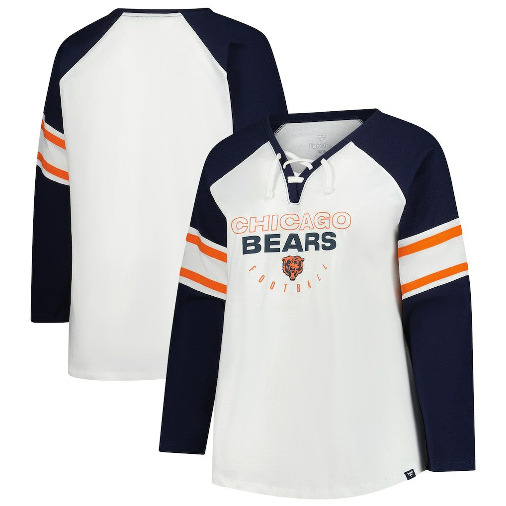 Women's Plus Size Redzone Lace Up Long Sleeve T-Shirt - Chicago Bears