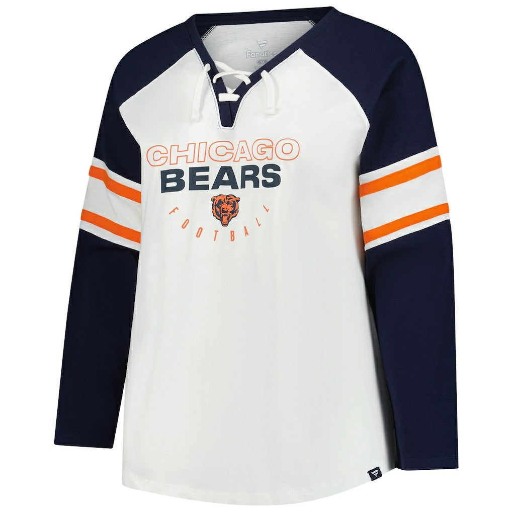 Women's Plus Size Redzone Lace Up Long Sleeve T-Shirt - Chicago Bears