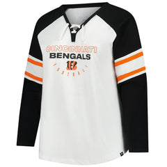 Women's Plus Size Redzone Lace Up Long Sleeve T-Shirt - Cincinnati Bengals