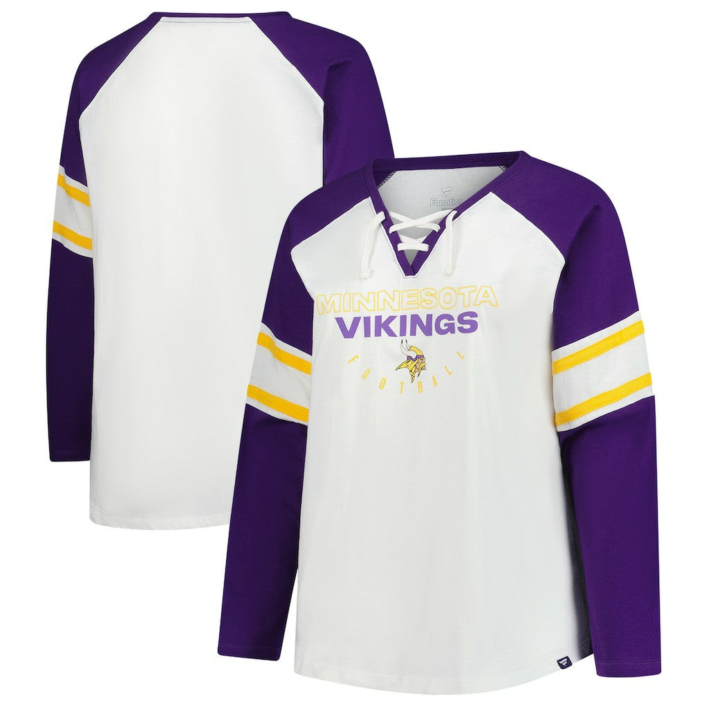 Women's Plus Size Redzone Lace Up Long Sleeve T-Shirt - Minnesota Vikings