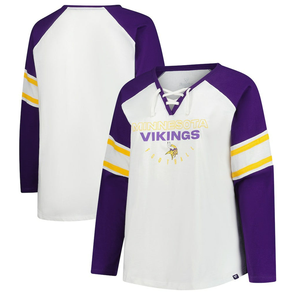 Women's Plus Size Redzone Lace Up Long Sleeve T-Shirt - Minnesota Vikings