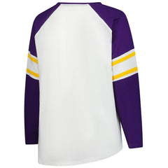 Women's Plus Size Redzone Lace Up Long Sleeve T-Shirt - Minnesota Vikings