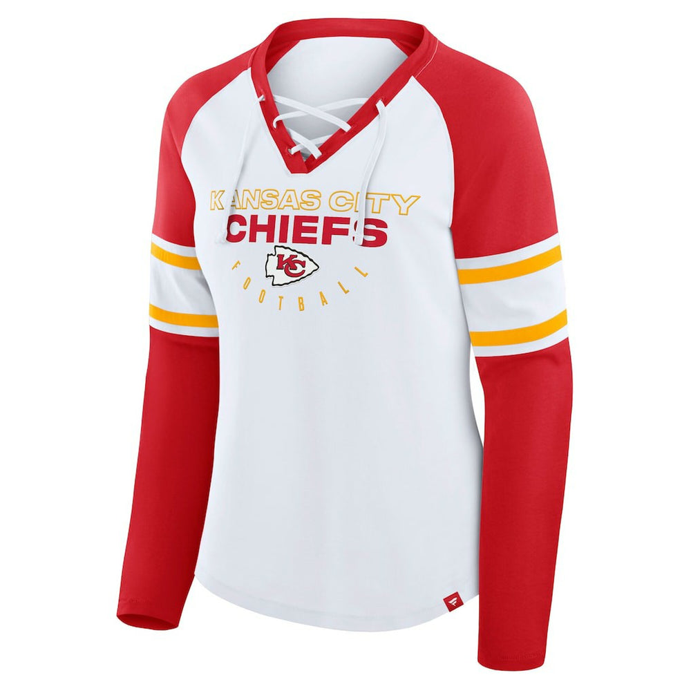Women's Plus Size Redzone Lace Up Long Sleeve T-Shirt - Kansas City Chiefs