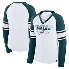 Women's Plus Size Redzone Lace Up Long Sleeve T-Shirt - Philadelphia Eagles