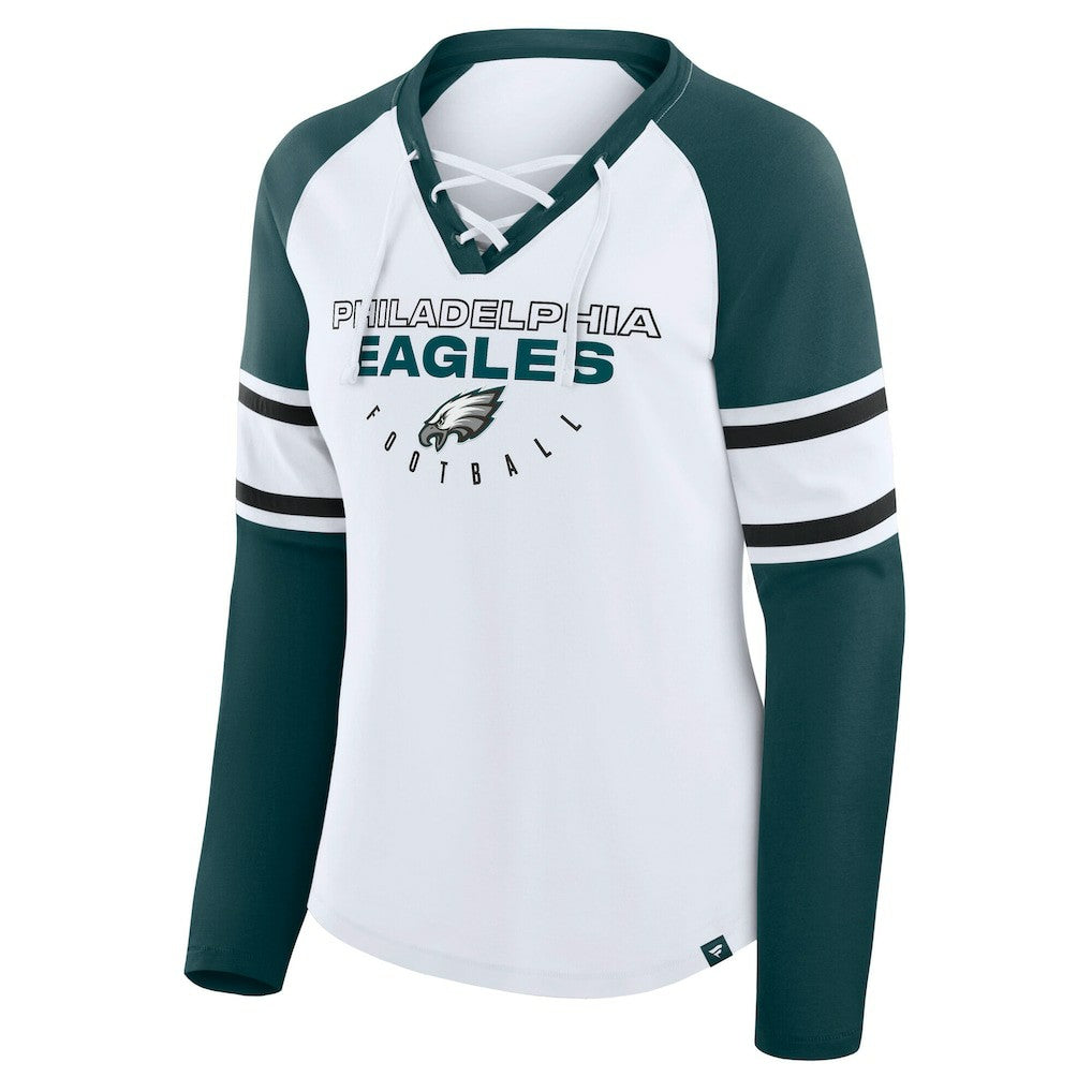Women's Plus Size Redzone Lace Up Long Sleeve T-Shirt - Philadelphia Eagles