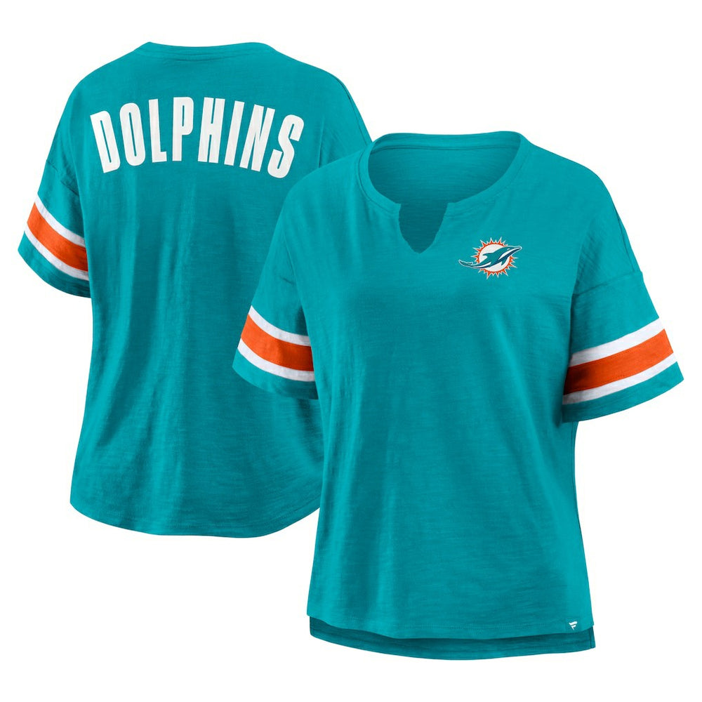 Women's Plus Size Redzone Notch Neck T-Shirt - Miami Dolphins