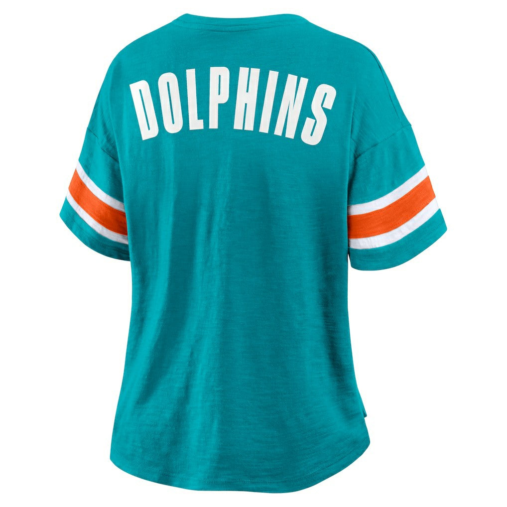 Women's Plus Size Redzone Notch Neck T-Shirt - Miami Dolphins