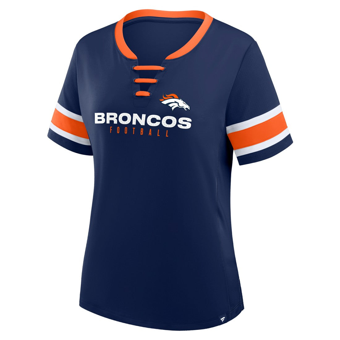 Women's Plus Size Red Zone Athena Lace-Up V-Notch Neck T-Shirt - Denver Broncos