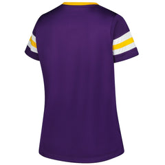 Women's Plus Size Rhinestone Redzone Athena Lace-Up Notch Neck T-Shirt - Minnesota Vikings