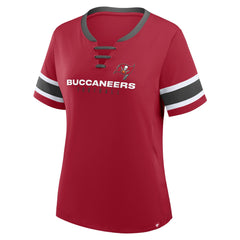 Women's Plus Size Red Zone Athena Lace-Up V-Notch Neck T-Shirt - Tampa Bay Buccaneers
